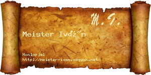 Meister Iván névjegykártya